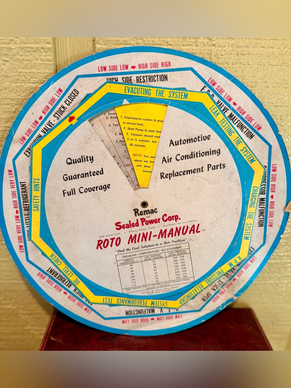 1969 Remac Sealed Power Roto Mini-Manual Automotive Air Conditioning Diagnostic